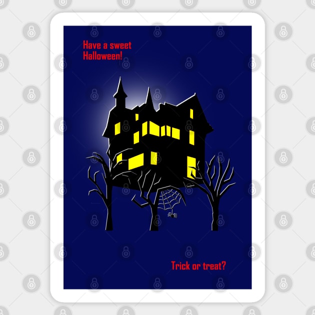 Halloween. House on the hill Sticker by CatCoconut-Art